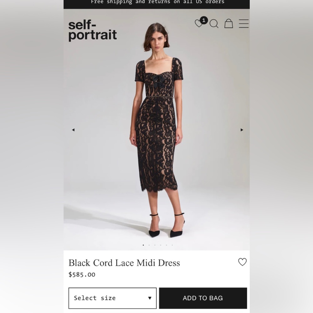 Self Portrait Black Cord Lace Midi Dress